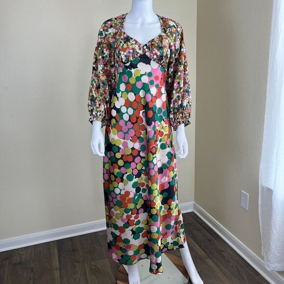 Anthropologie Porridge Women's Size S Polka Dots Maxi Dress Party Boho Vacation - Picture 12 of 17